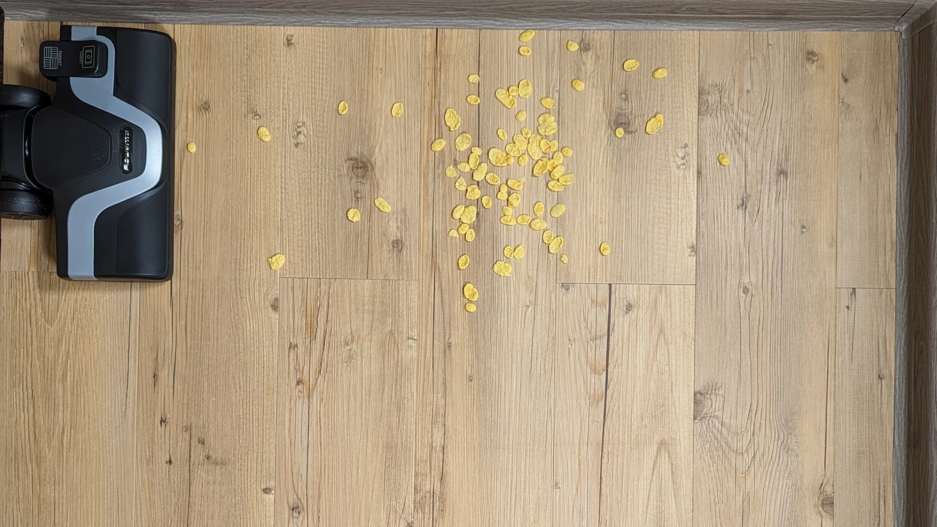 Cornflakes na vinylové podlaze před testem Cornflakes na vinylové podlaze před testem