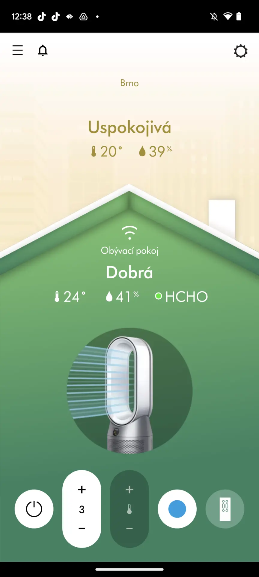 Mobilní aplikace ukazuje kvalitu vzduchu, teplotu a vlhkost v místnosti Mobilní aplikace ukazuje kvalitu vzduchu, teplotu a vlhkost v místnosti