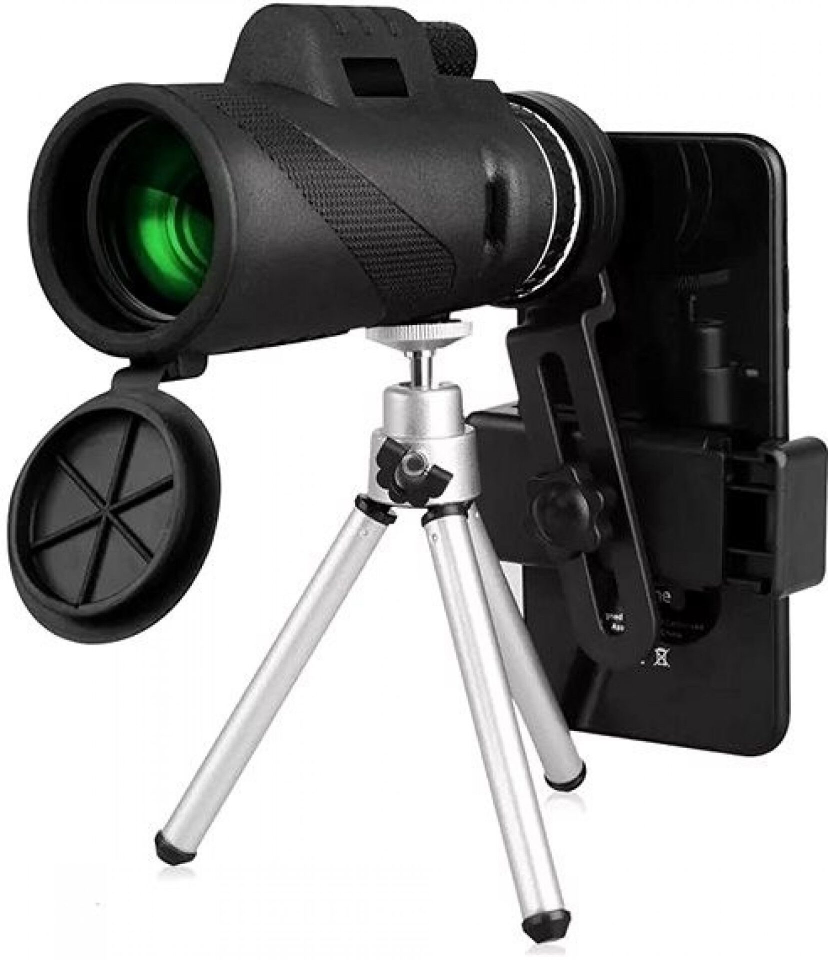 Monokulární dalekohled s připojeným mobilním telefonem Monokulární dalekohled s připojeným mobilním telefonem