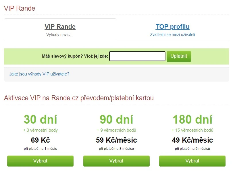 VIP účet na Rande.cz VIP účet na Rande.cz