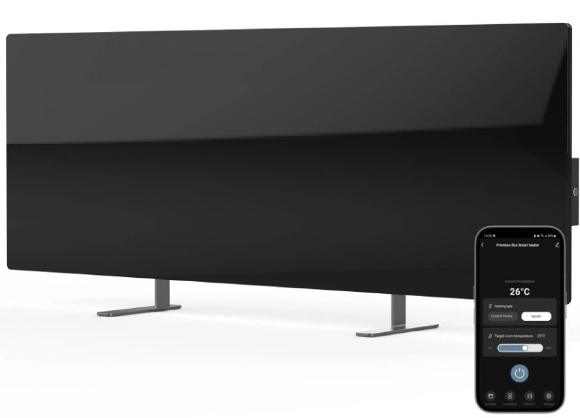 Přímotop lze ovládat přes mobilní aplikaci Obrázek zobrazuje, že přímotop lze ovládat přes mobilní aplikaci