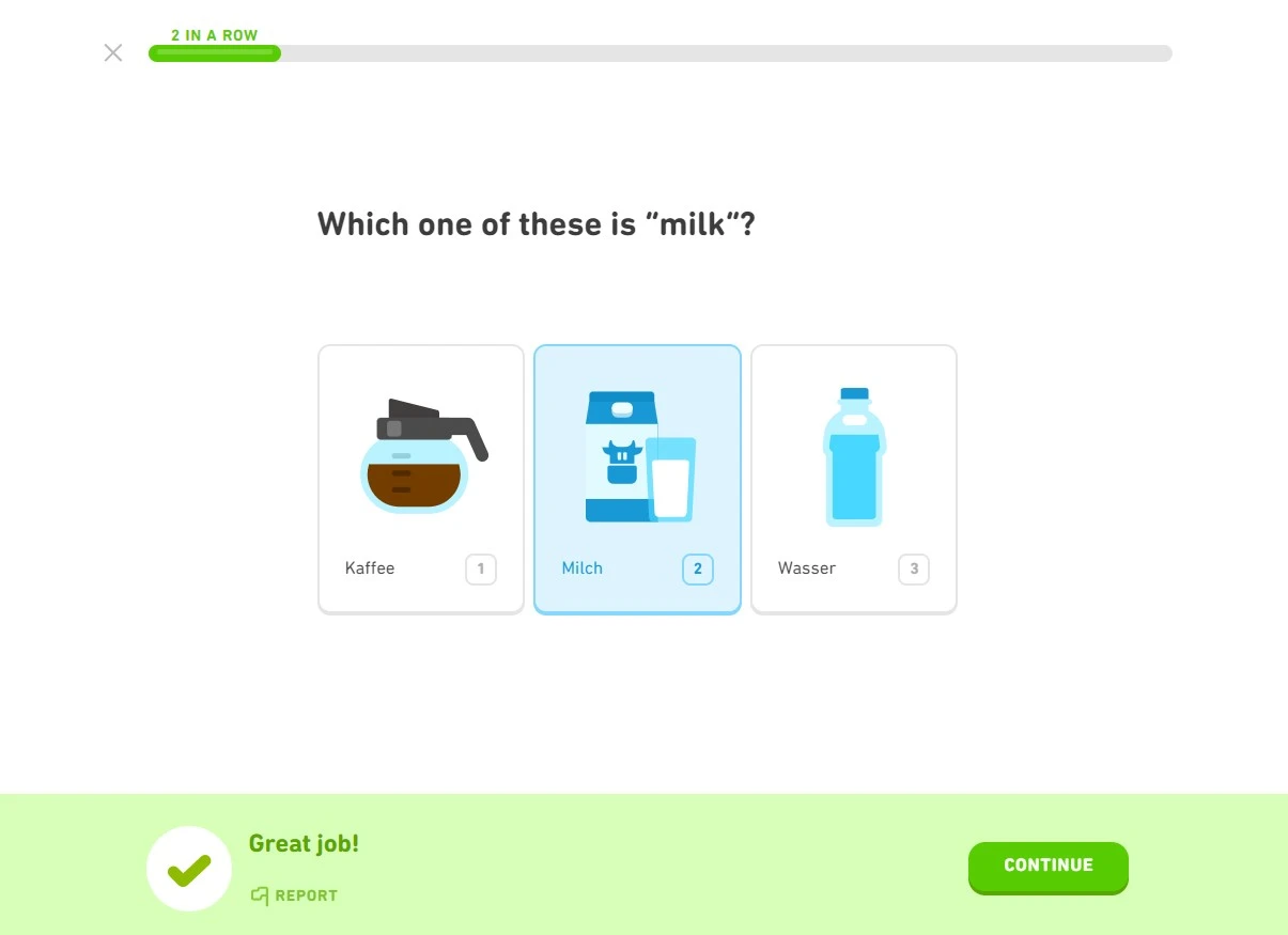 V hravě pojatých lekcích na vás čekají nahrávky s originální mluvou a postupně i všechny výukové metody Lekce němčiny na portálu Duolingo
