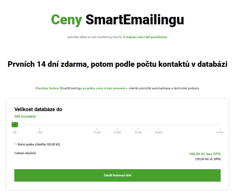 Ceník SmartEmailing Ceník SmartEmailing