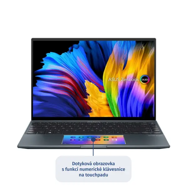 Touchpad s dotykovým displejem Obrázek znázorňuje příklad notebooku s dotykovým displejem v touchpadu