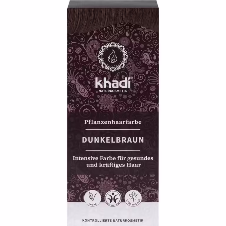 Recenze Khadi rostlinná barva na vlasy tmavě hnědá 100&nbsp;g