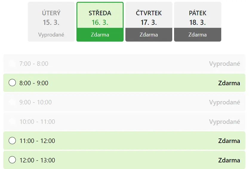 Volba času doručení - Košík