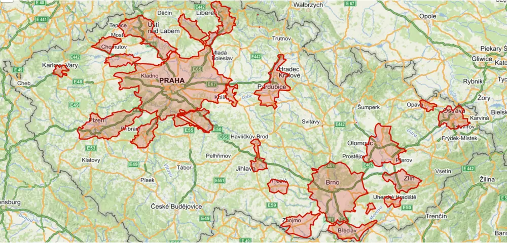 Mapa pokrytí Rohlíku Obrázek pokrytí Rohlíku