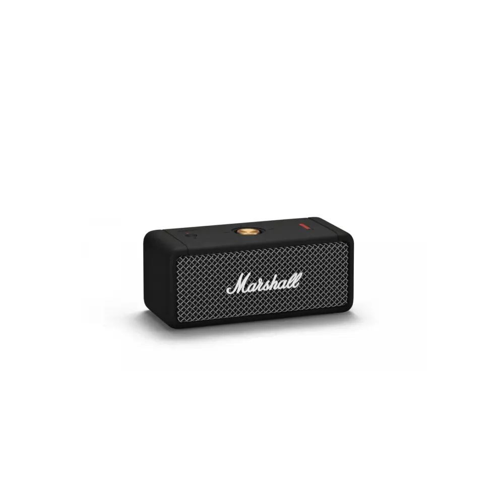 Obrázek ukazuje malý Bluetooth reproduktor s integrovaným akumulátorem