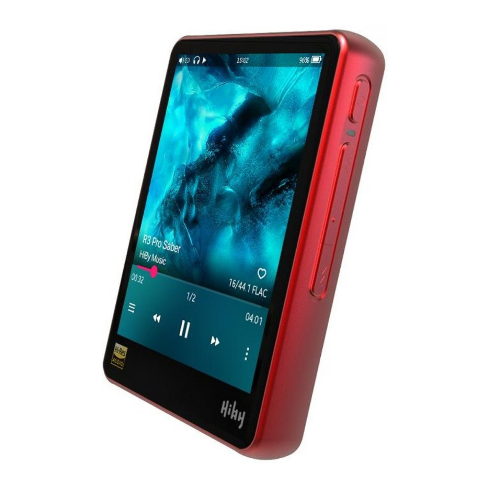 Červený přehrávač s velkým displejem