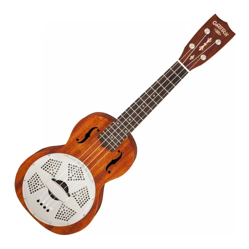 Obrázek ukazuje Ukulele s rezonátorem na spodní části těla