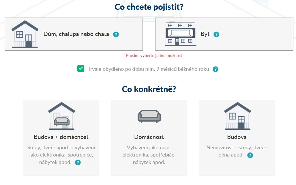 Kalkulačka pojištění nemovitostí UNIQA