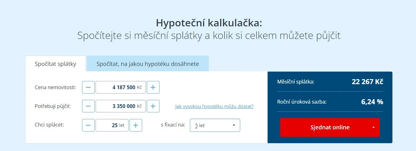 Kalkulačka hypotéky Česká spořitelna