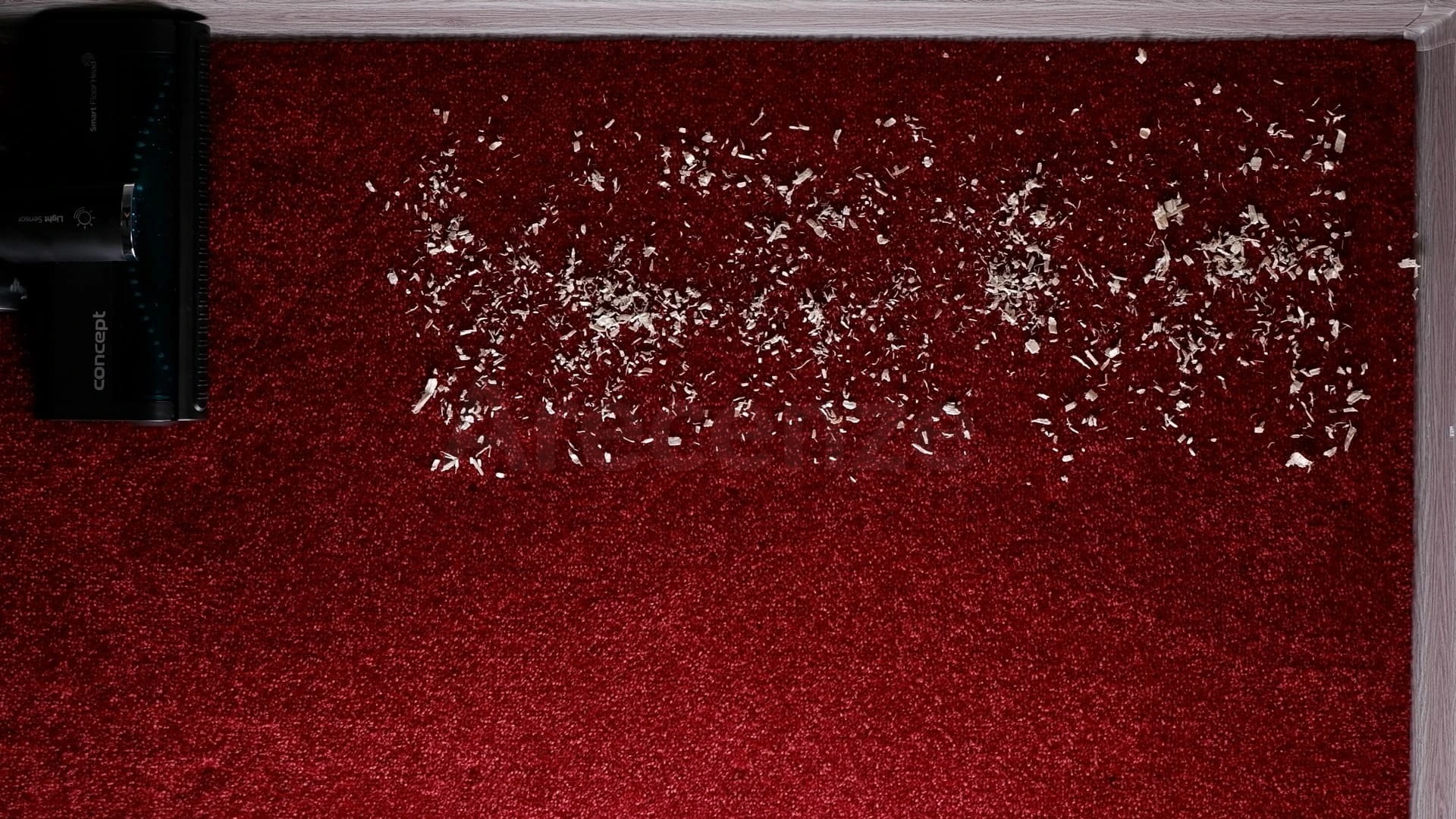 Piliny na koberci před testem