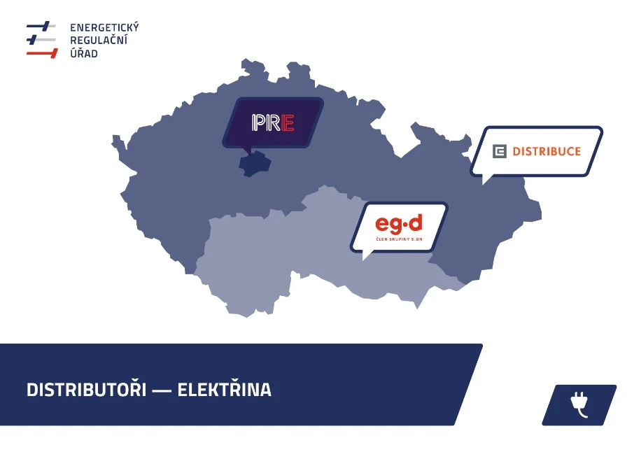 Distributoři elektřiny (Zdroj: https://www.eru.cz/kdo-je-muj-dodavatel-distributor)
