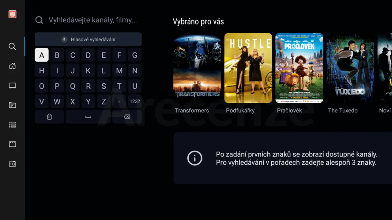 Televize – vyhledávání v aplikaci