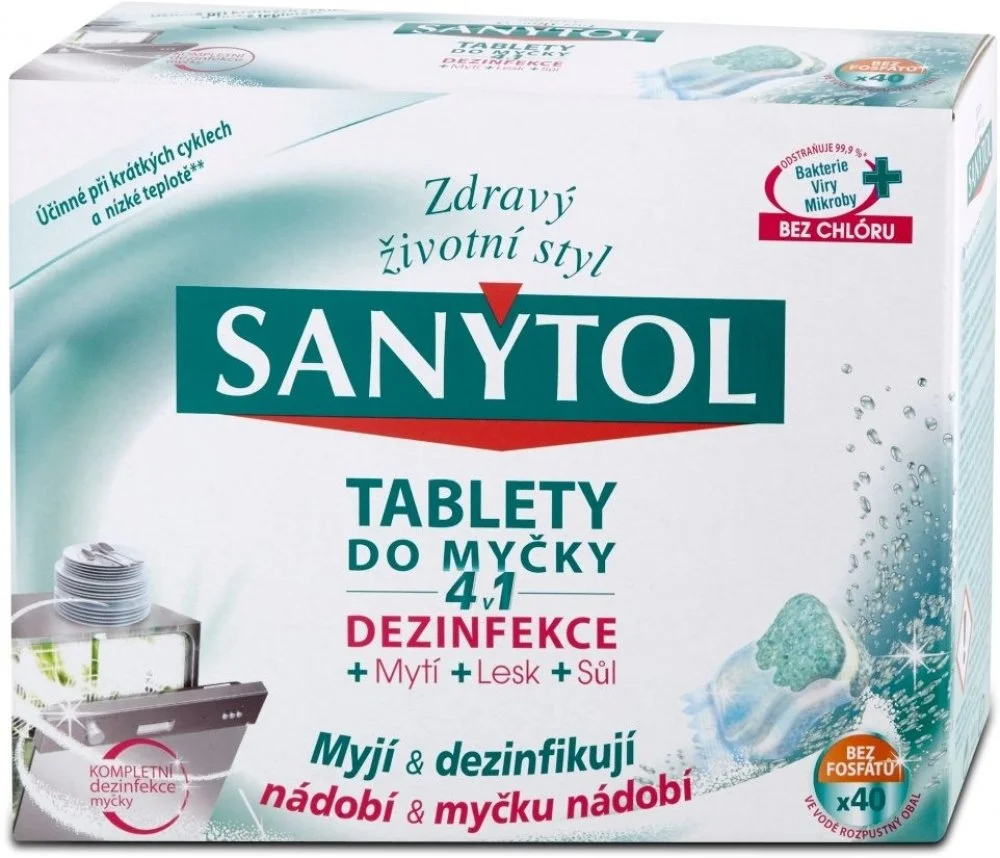 Recenze Sanytol 4v1 tablety do myčky nádobí, 40&nbsp;ks