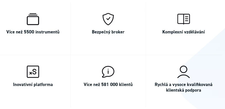Výčet výhod XTB (zdroj: XTB.cz) Výčet výhod XTB