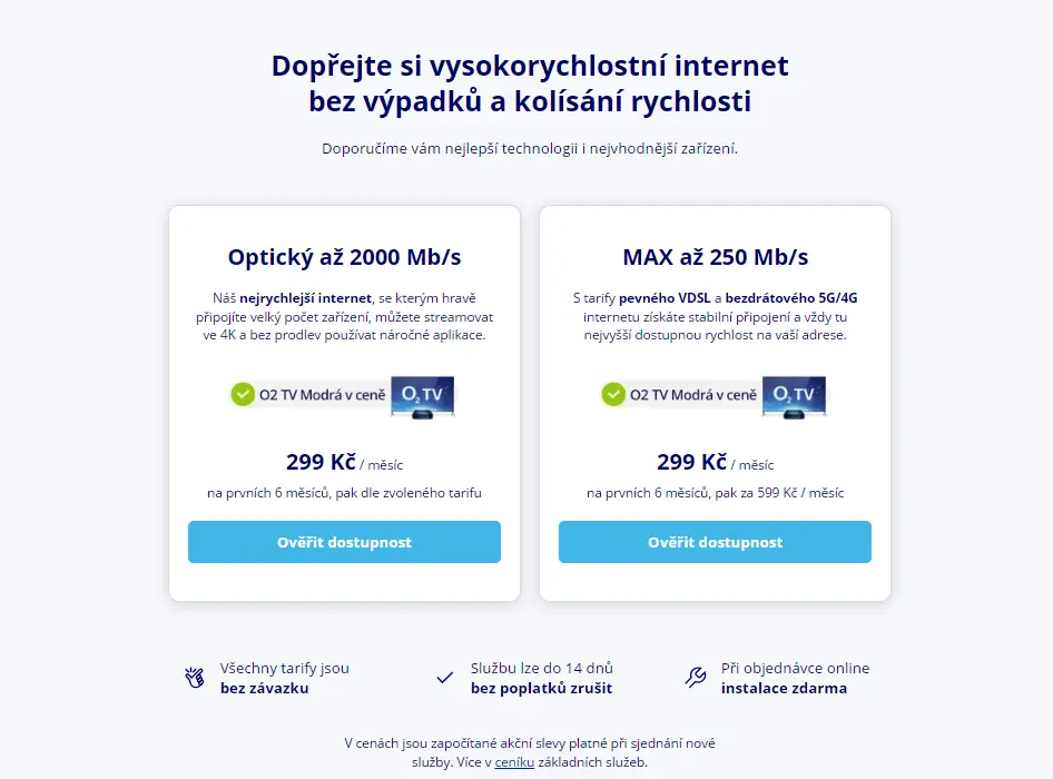 Dostupné tarify od O2 Dostupné tarify od O2