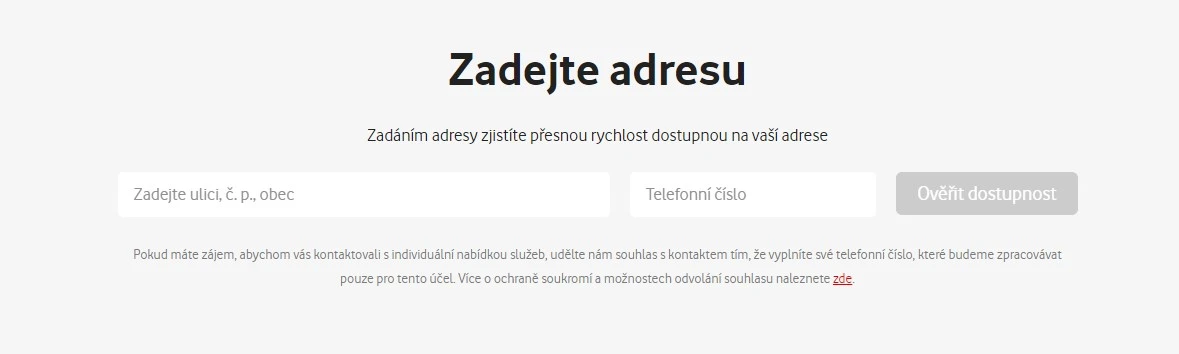 Ověření dostupnosti pokrytí Vodafone Ověření dostupnosti pokrytí Vodafone