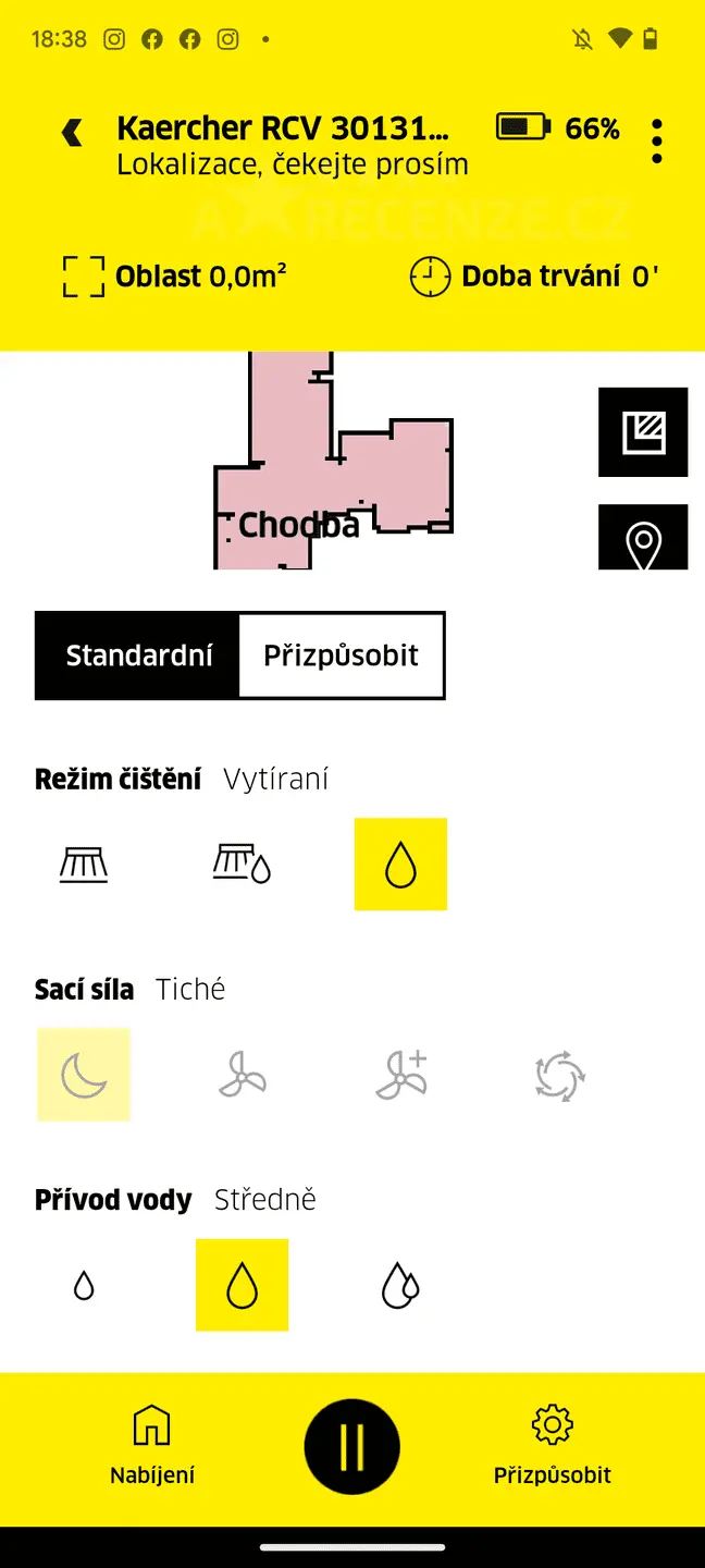 Nastavený průtoku vody