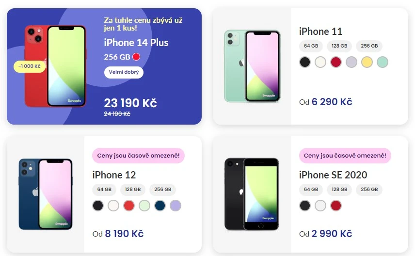 Nabídka iPhonů u Swappie Nabídka iPhonů u Swappie