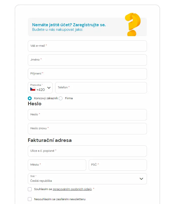 Registrace účtu na Lunzo.cz