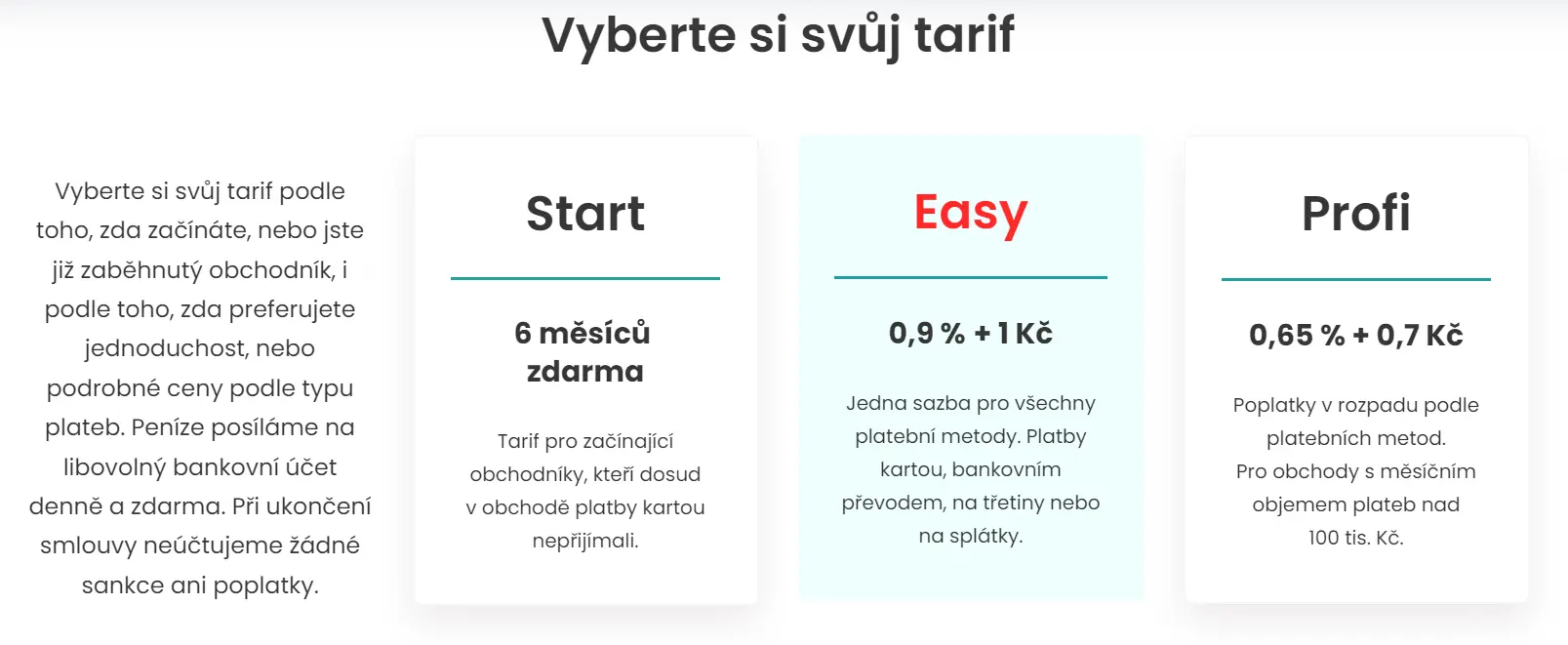 Comgate tarify