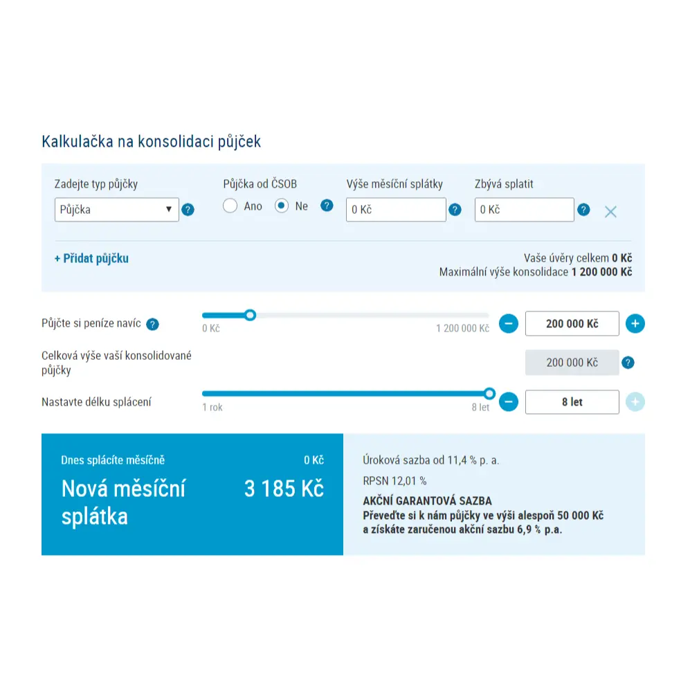 Kalkulačka konsolidace ČSOB