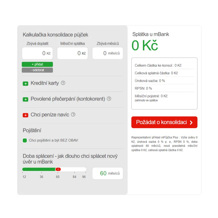 Kalkulačka konsolidace mBank