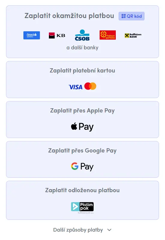 Volba platební metody