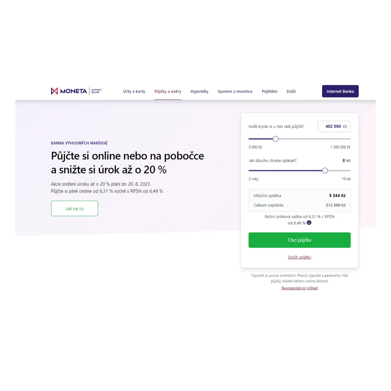 Kalkulačka Expres půjčky
