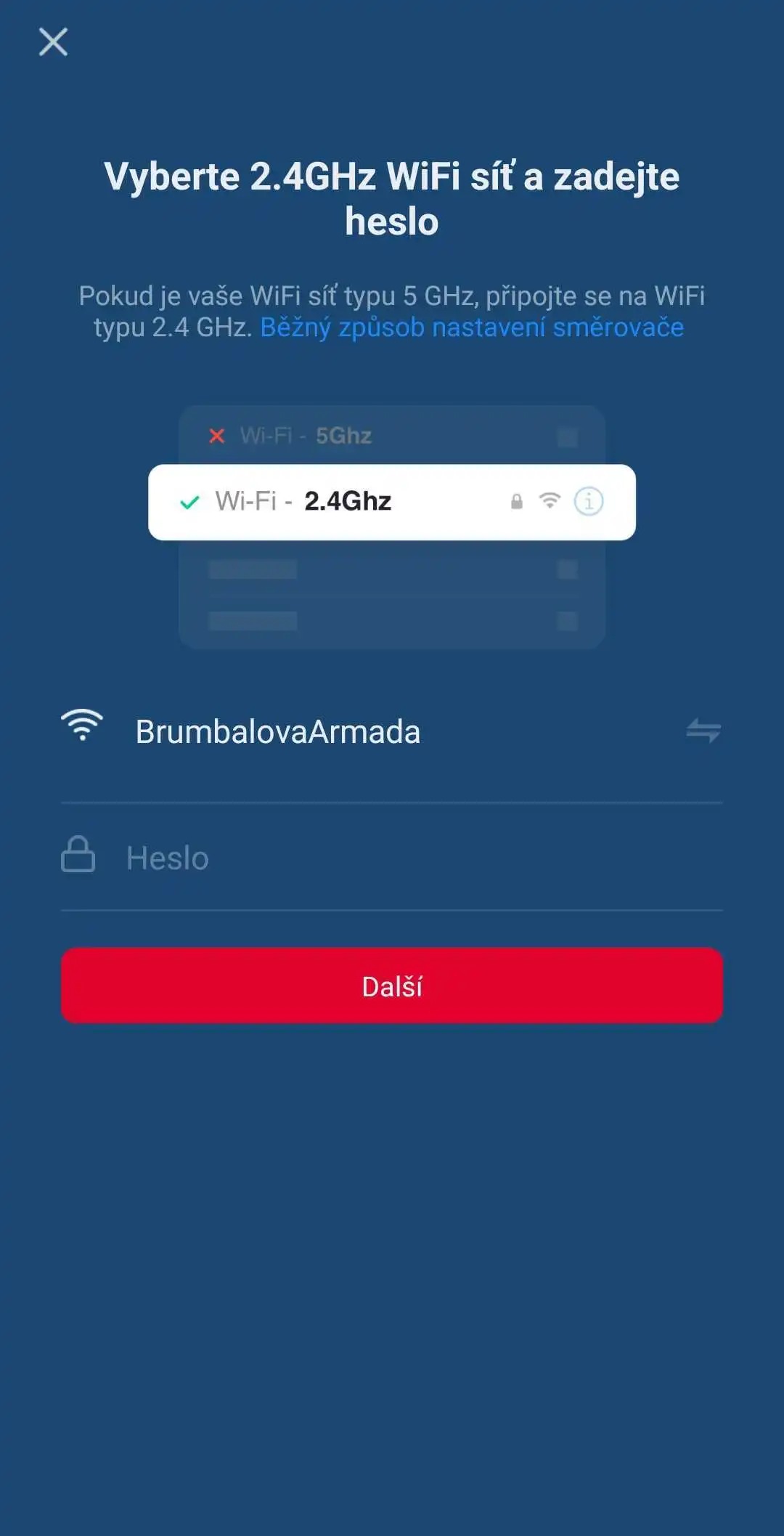 Připojení k Wi-Fi (2,4 GHz)
