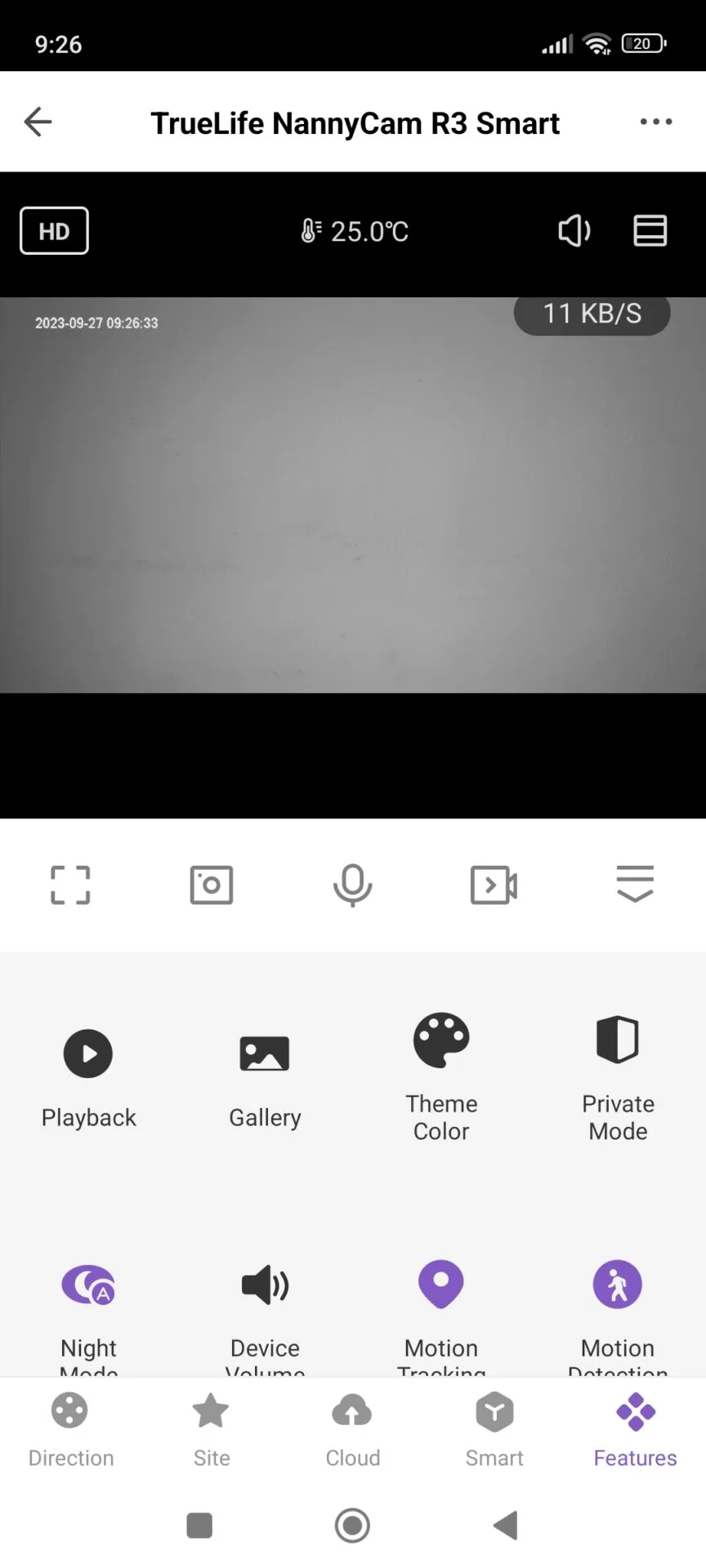 Anglické menu aplikace Obrázek zobrazuje aplikaci v telefonu