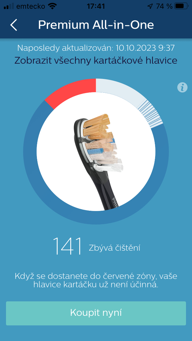 Kontrola opotřebení hlavice Obrázek kontroly opotřebení hlavice
