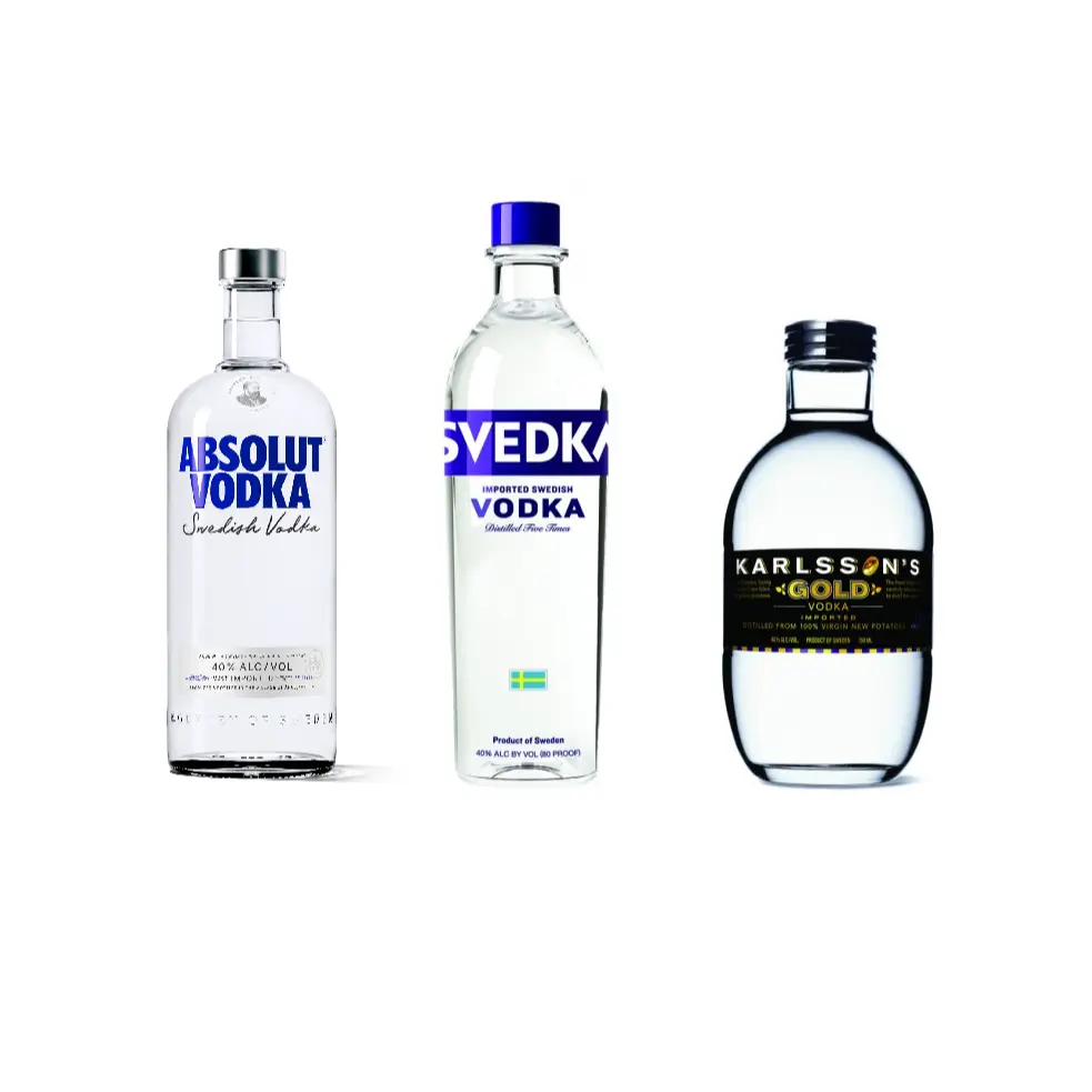 Švédské vodky Obrázek zobrazuje švédské vodky