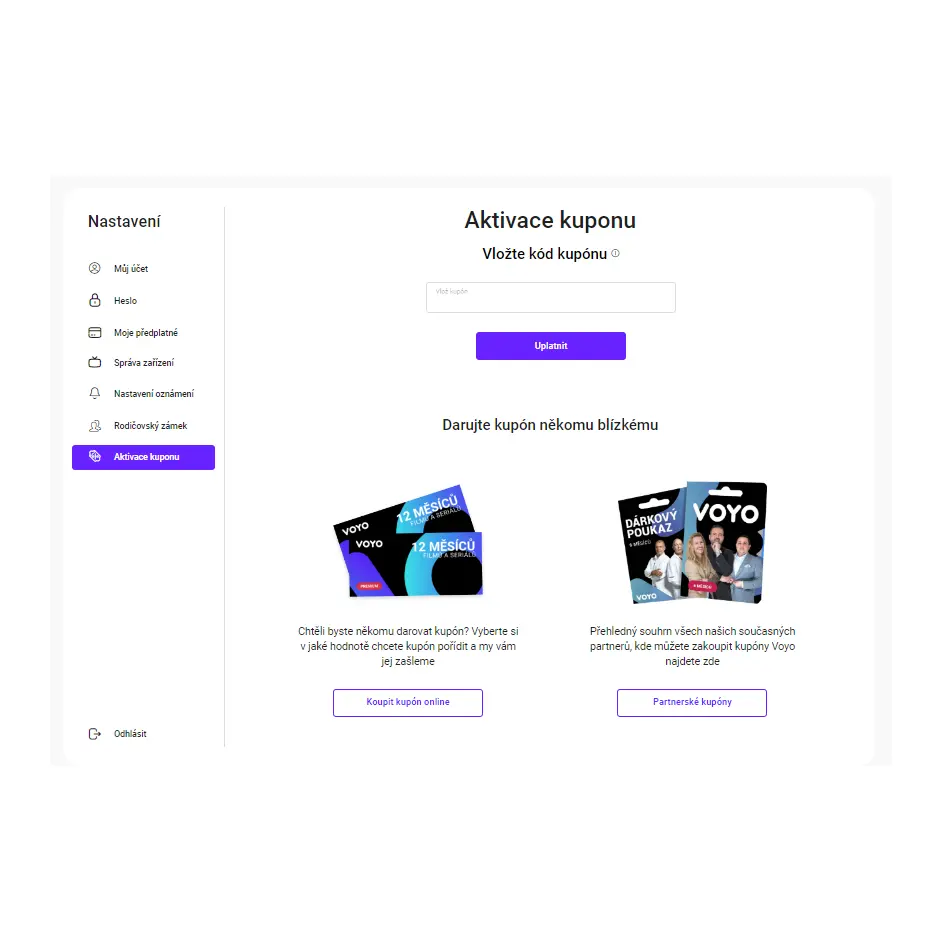 Aktivace dárkového kuponu Aktivace dárkového kuponu
