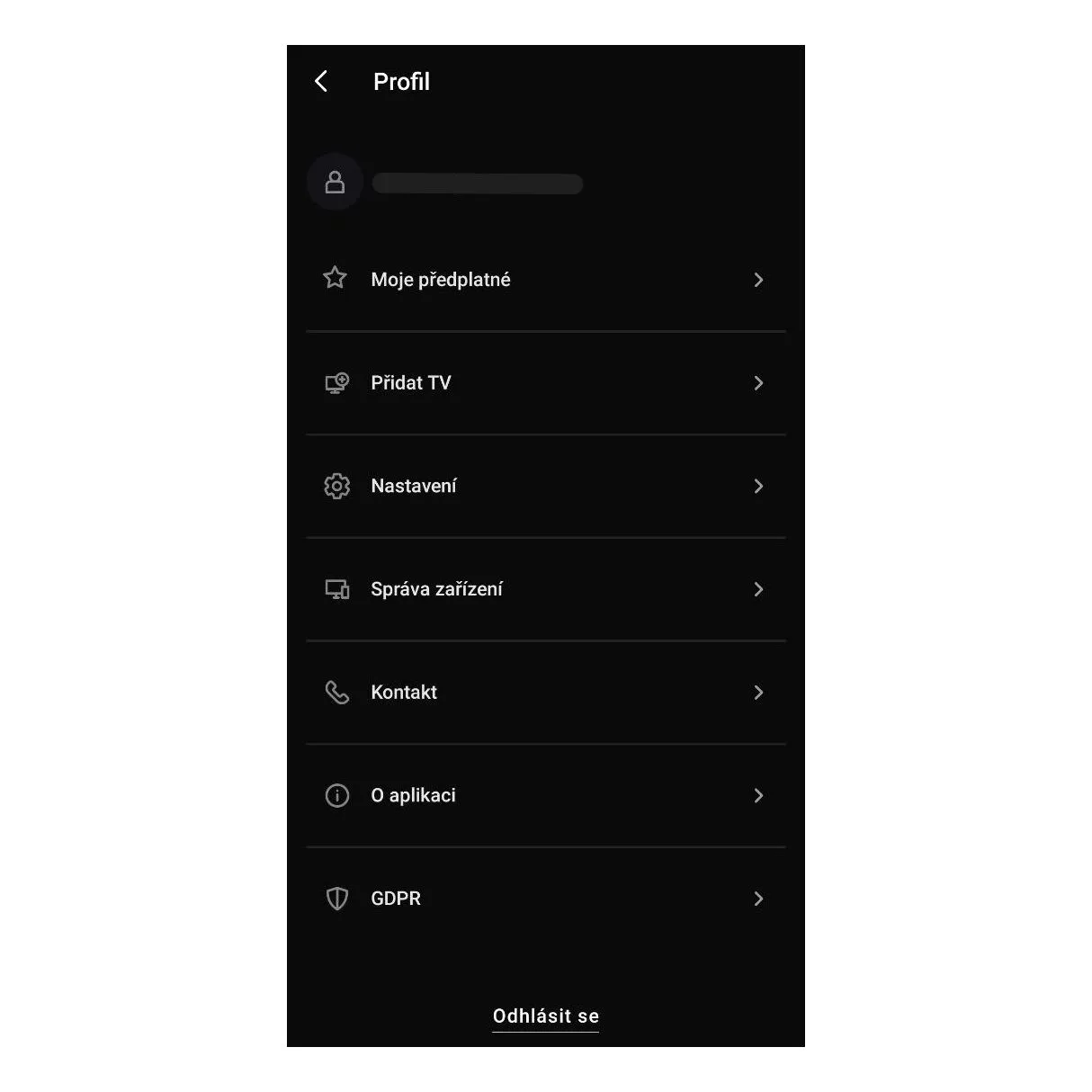 Uživatelský účet v mobilní aplikaci Uživatelský účet v mobilní aplikaci