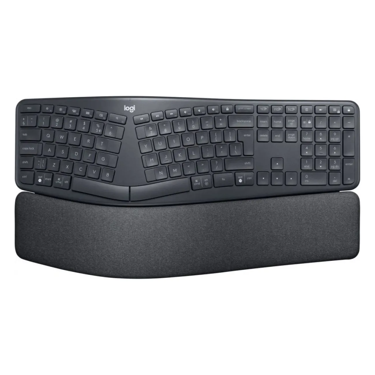 Ergonomické Obrázek zobrazuje ergonomickou klávesnici