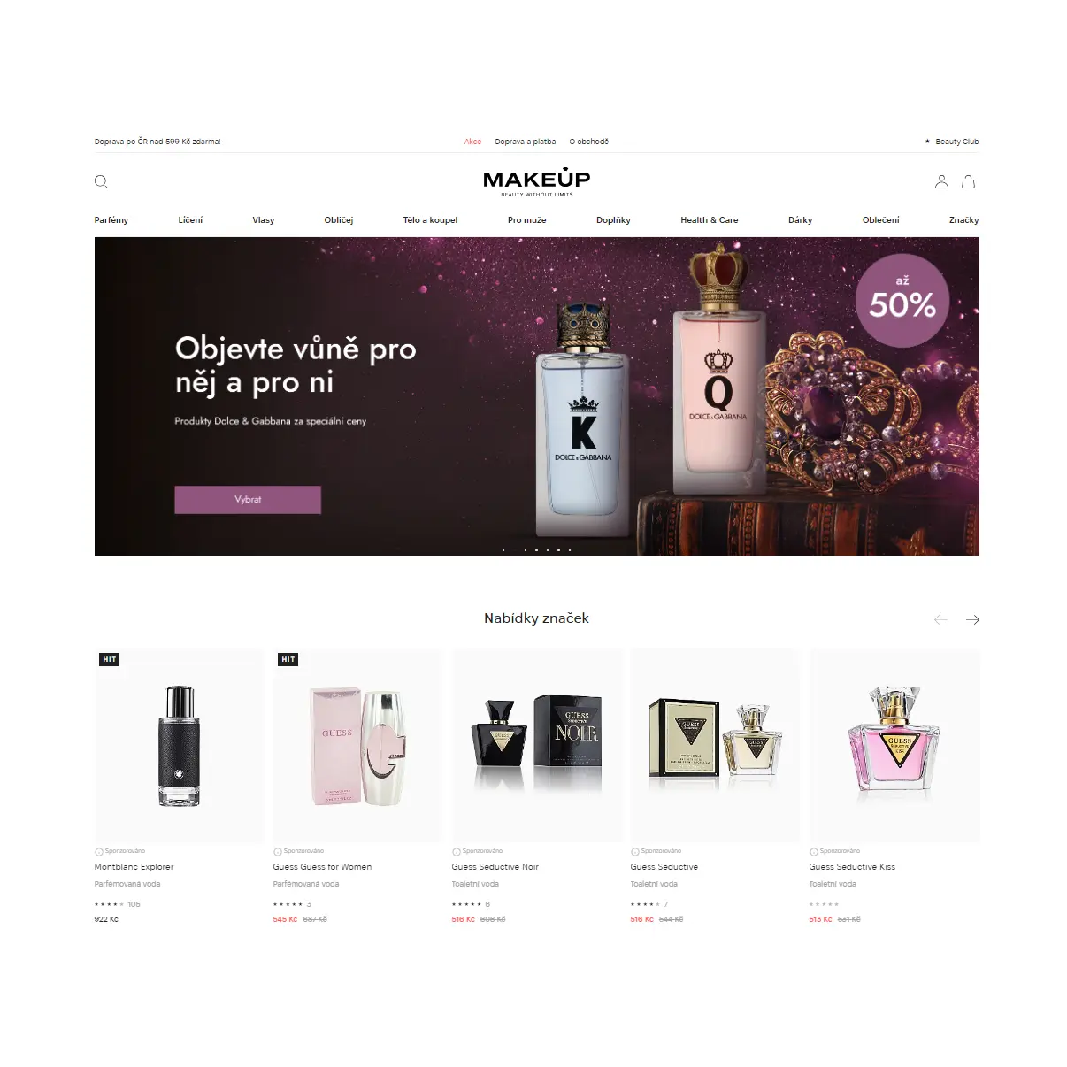 Rozhraní e-shopu Makeup.cz Rozhraní e-shopu Makeup.cz