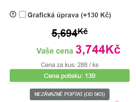 Cena se přepočítává automaticky během zadávání Cena se přepočítává automaticky během zadávání