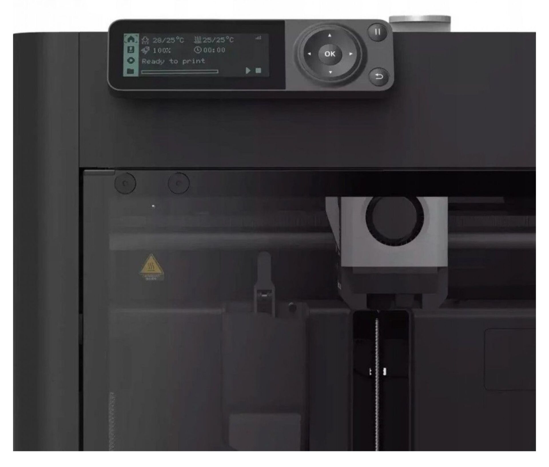 Tiskárna se velmi jednoduše ovládá Obrázek zobrazuje ovládání 3D tiskárny Bambu Lab P1S