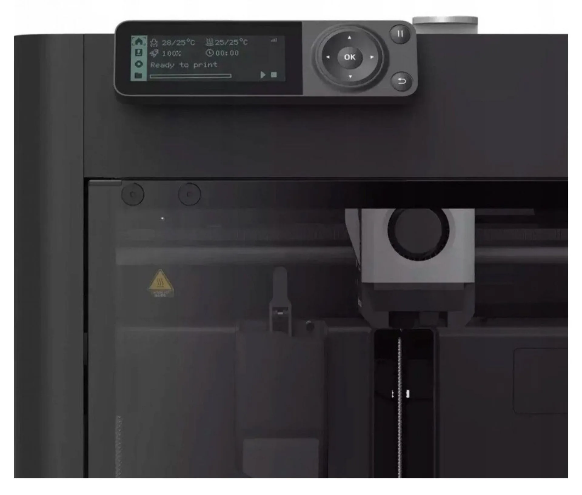 Tiskárna se velmi jednoduše ovládá Obrázek zobrazuje ovládání 3D tiskárny Bambu Lab P1S