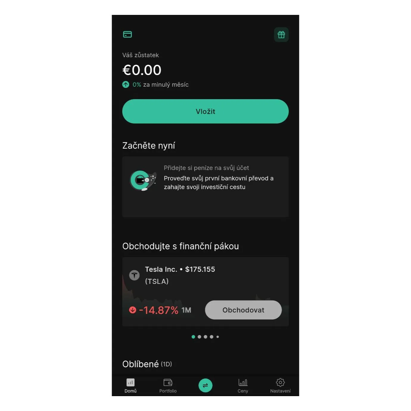 Pro vklad klikněte na ikonku pod "Začněte nyní" Pro vklad klikněte na ikonku pod "Začněte nyní"