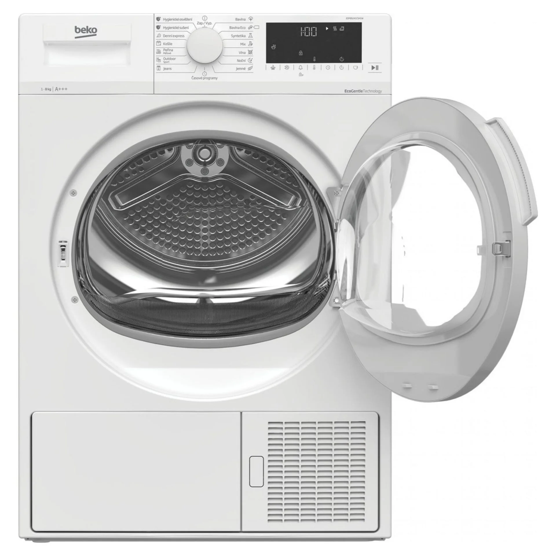Dvířka některých modelů lze otočit Obrázek zobrazuje sušičku Beko