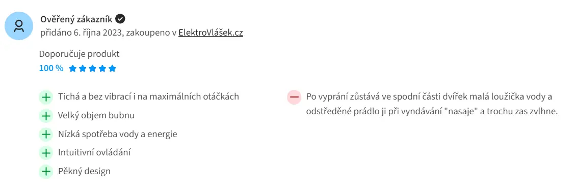Obrázek hodnocení uživatelů pračky Miele WWD 164 WCS