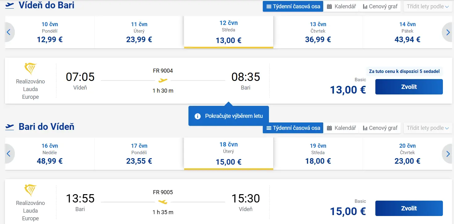 Zpáteční letenka za 692 Kč Zpáteční letenka za 692 Kč