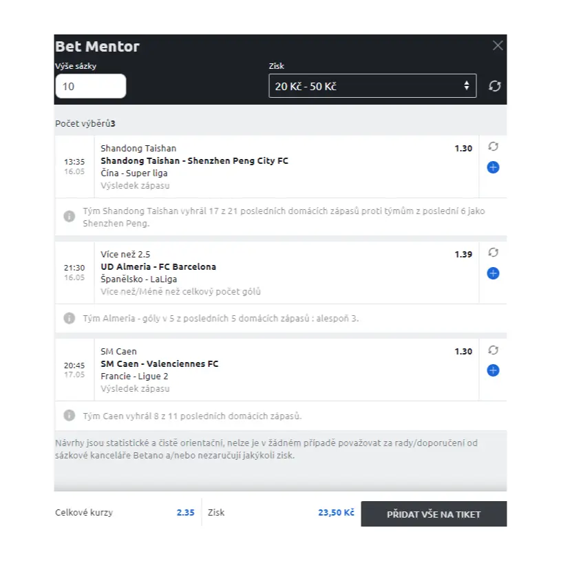 Betmentor pro vás najde výhodné sázky betano_betmentor