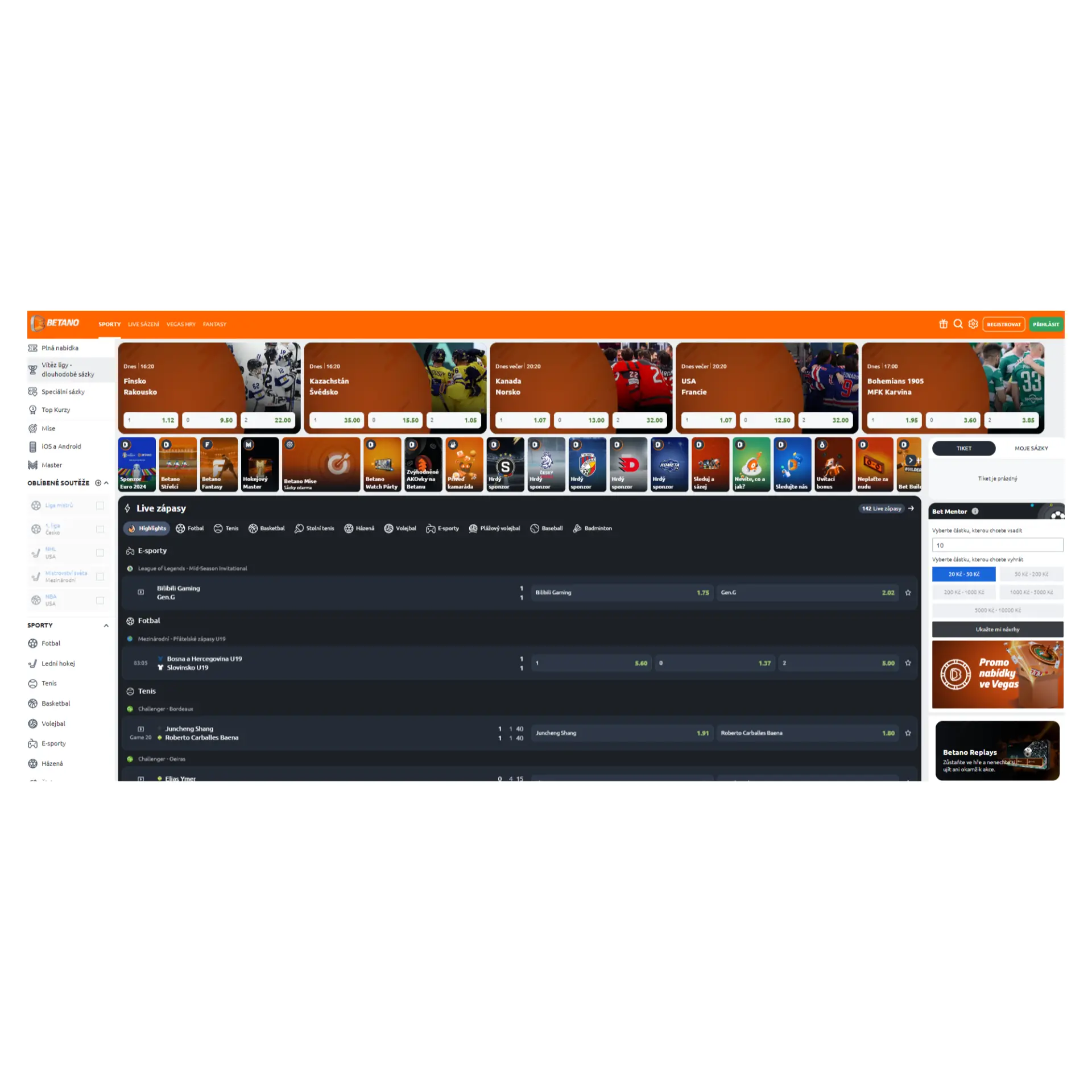 Web Betano se oblékl do moderního kabátu betano_web_rozhrani