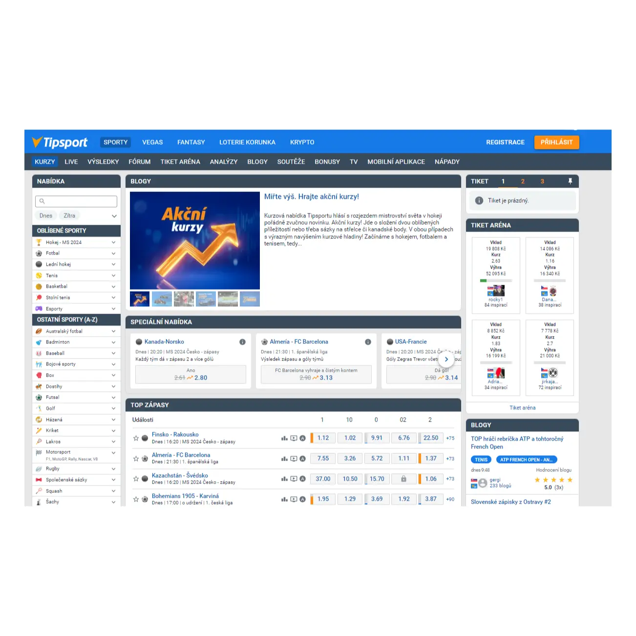 Tipsport nabízí přehledné rozhraní webu tipsort_rozhrani_web