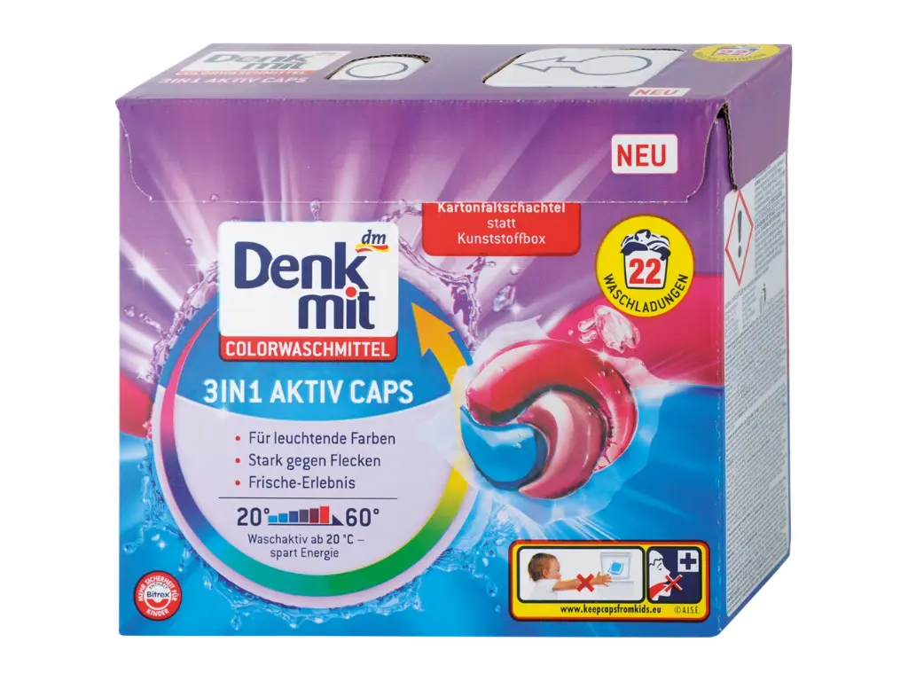 Prací kapsle Denkmit s cenou 6,3 Kč na jedno praní Zdroj dm: Prací kapsle Denkmit s cenou 6,3 Kč na jedno praní